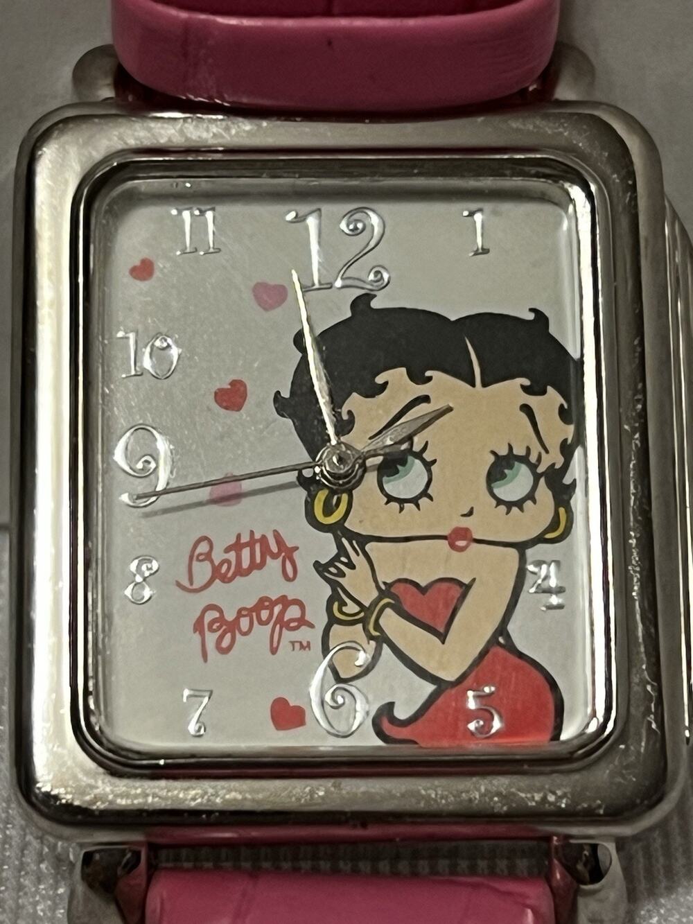 Betty Boop Women’s Collectible Pink Leather Quartz Analog 28mm Watch Vintage